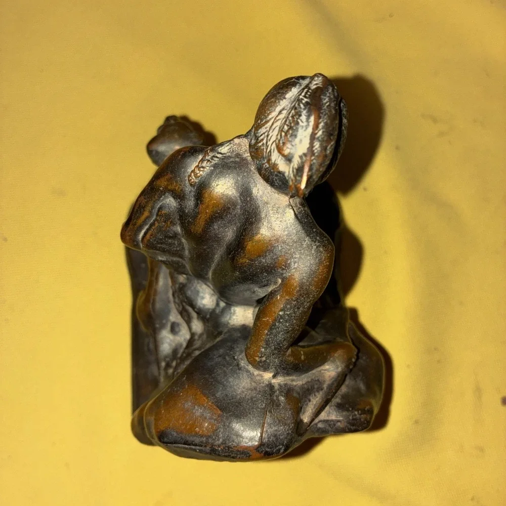 Vintage Bronze Native American Indian Hunting with Dog Book Bookend